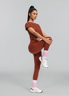 Cropped Cotton T-Shirt | Rust Brown