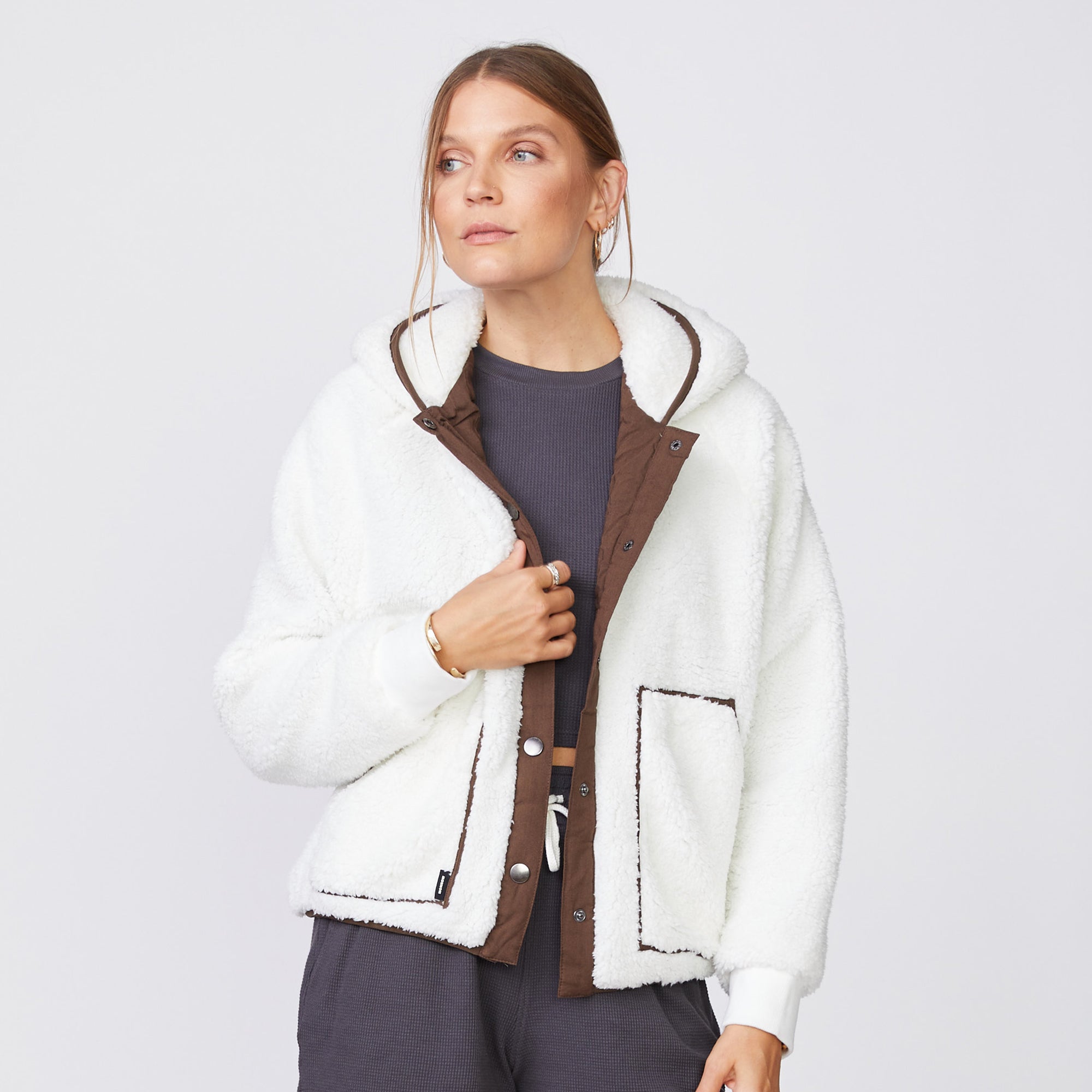 Sherpa Hooded Jacket | Women | Ivory