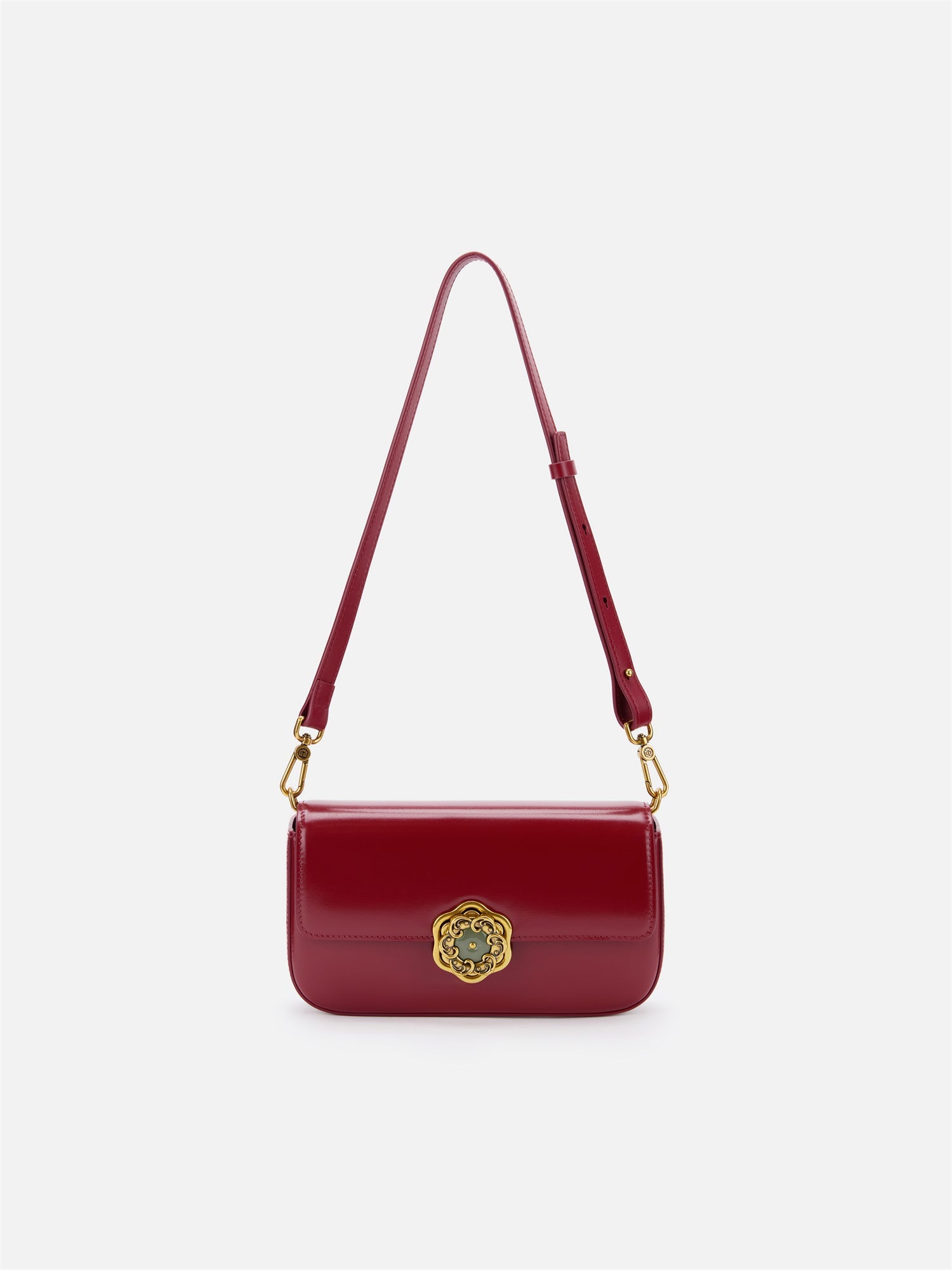 Hetian Jade Rotating Peony Button Bag | Brown