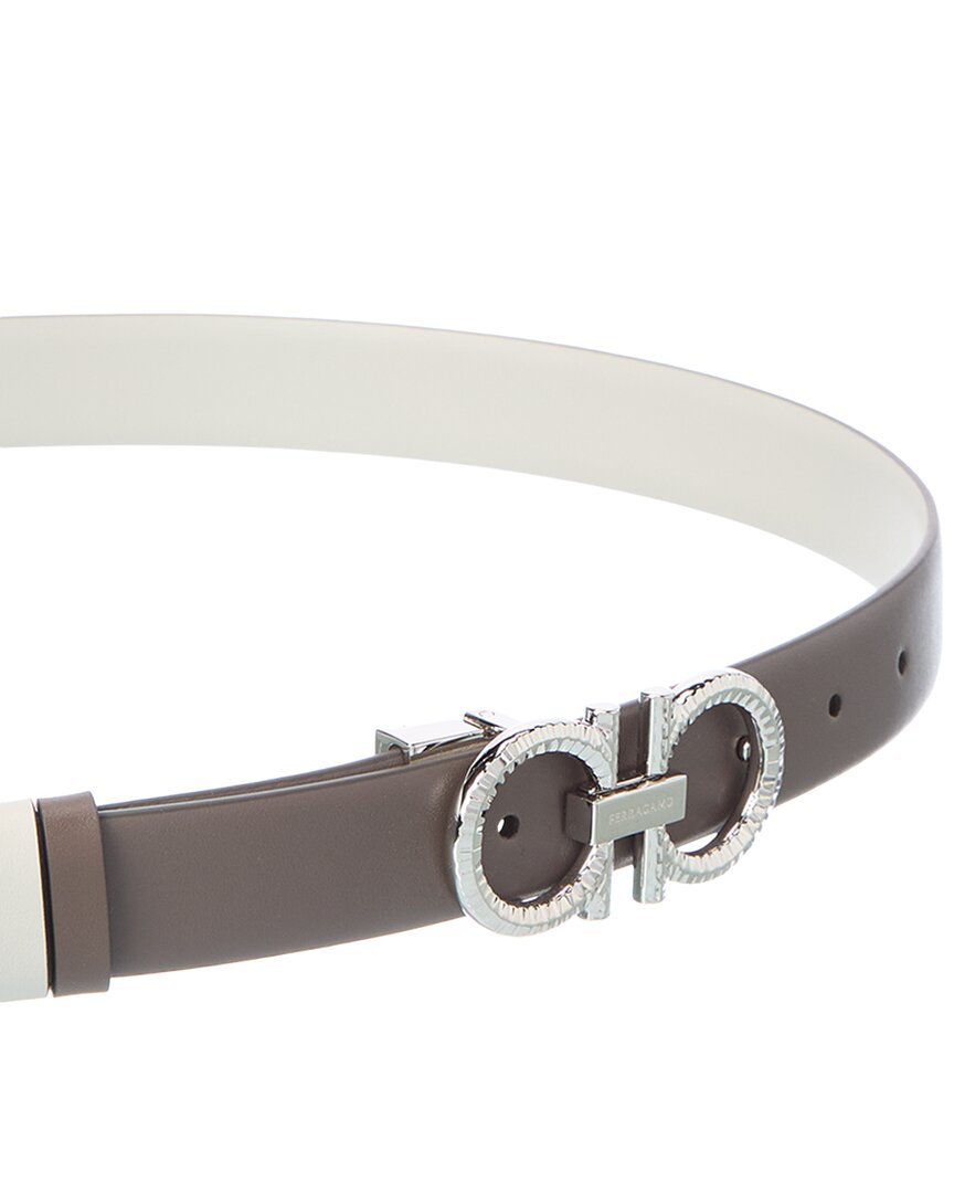 Ferragamo | Womens | Gancini Reversible Leather Belt | Brown/White