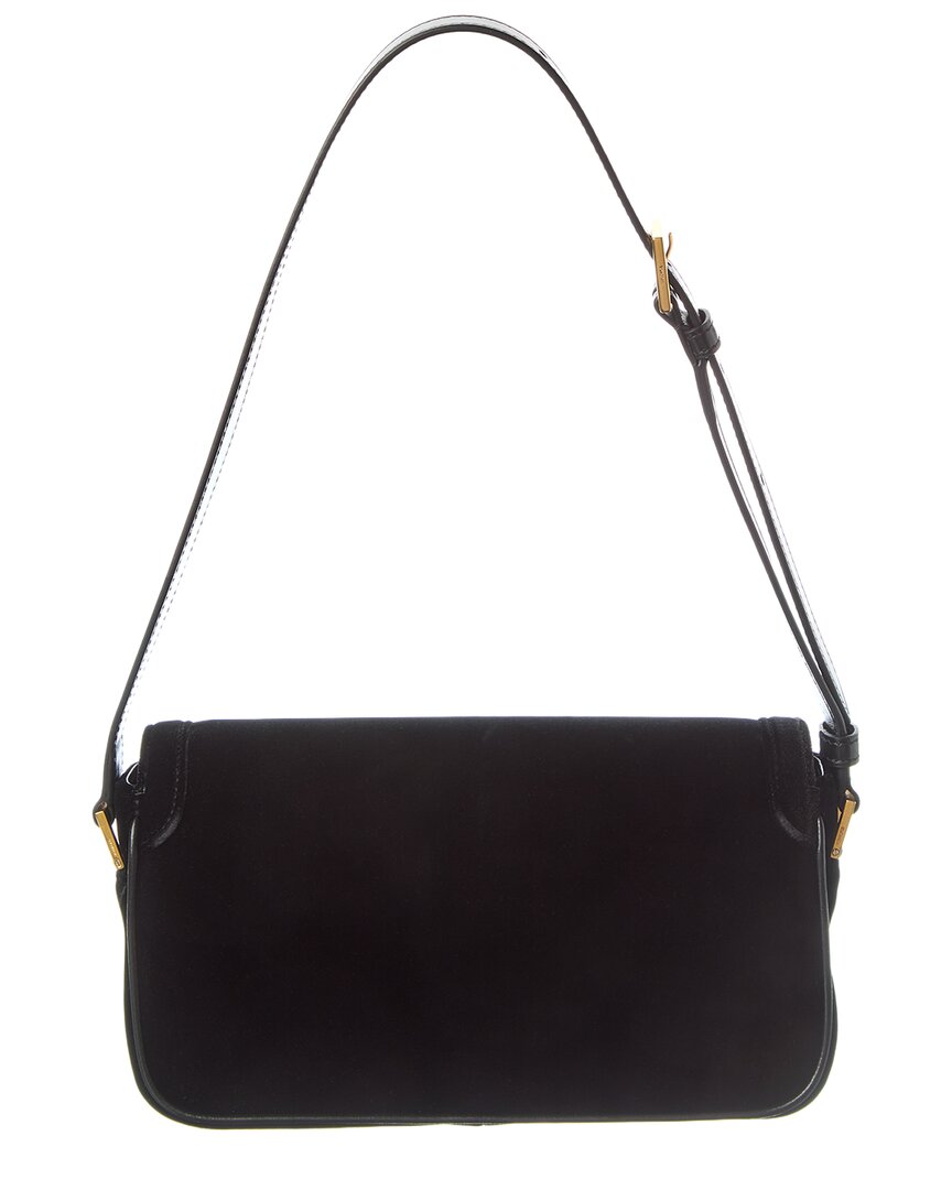Tom Ford | Womens | Leather & Velvet Shoulder Bag | Black
