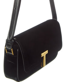 Tom Ford | Womens | Leather & Velvet Shoulder Bag | Black
