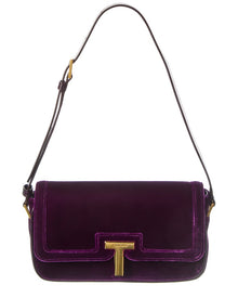 Tom Ford | Womens | Leather & Velvet Shoulder Bag | Purple