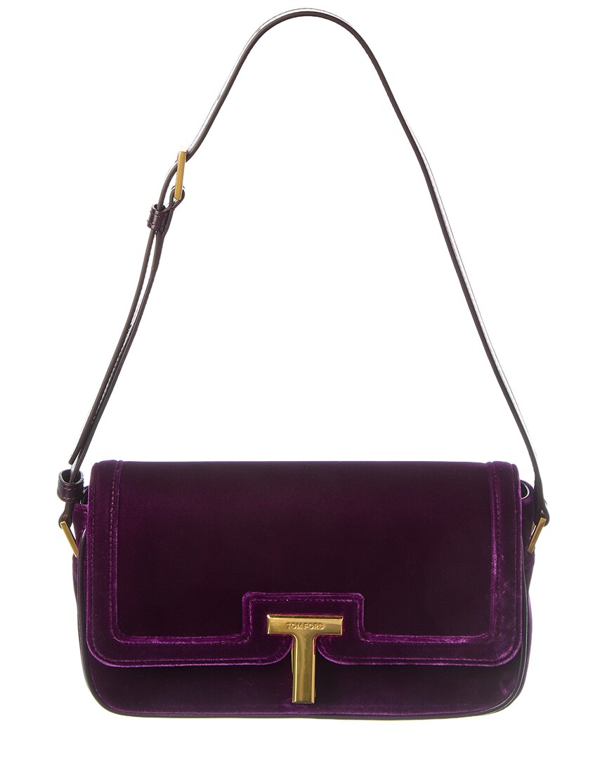 Tom Ford | Womens | Leather & Velvet Shoulder Bag | Purple