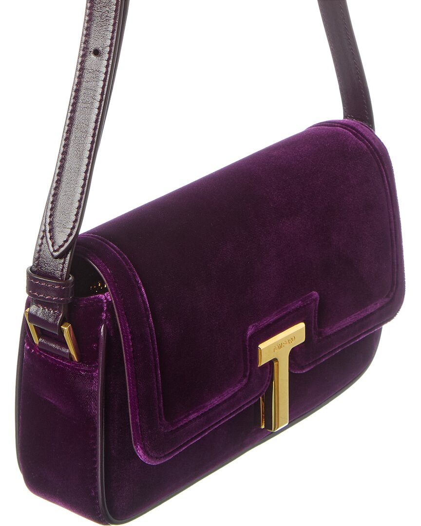 Tom Ford | Womens | Leather & Velvet Shoulder Bag | Purple