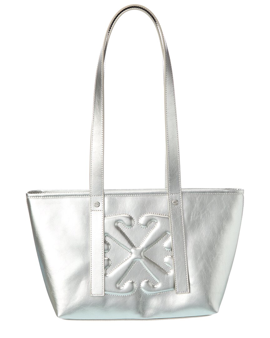 Off-White | Womens | Classic Day Off Small East West Leather Tote | Silver