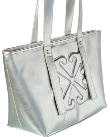 Off-White | Womens | Classic Day Off Small East West Leather Tote | Silver