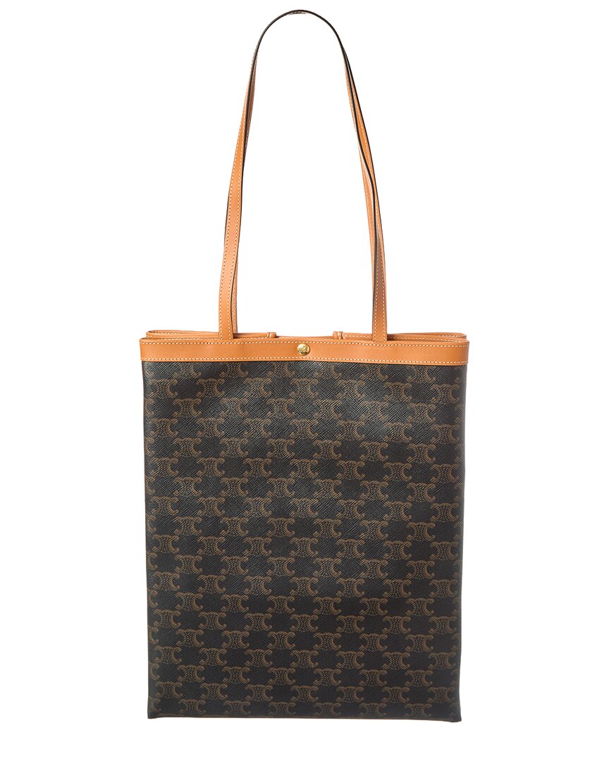 CELINE | Womens | Triomphe Medium Canvas & Leather Tote | Brown