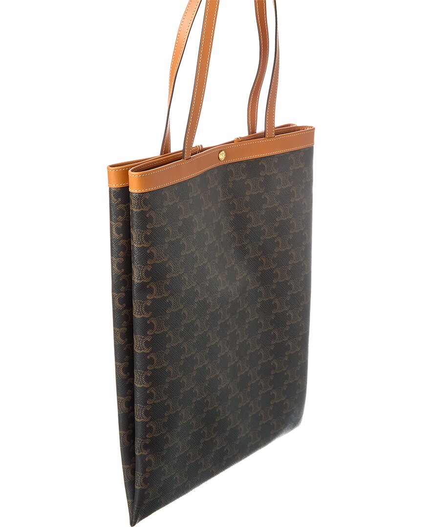 CELINE | Womens | Triomphe Medium Canvas & Leather Tote | Brown