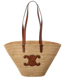 CELINE | Womens | Classic Panier Raffia & Leather Tote | Brown