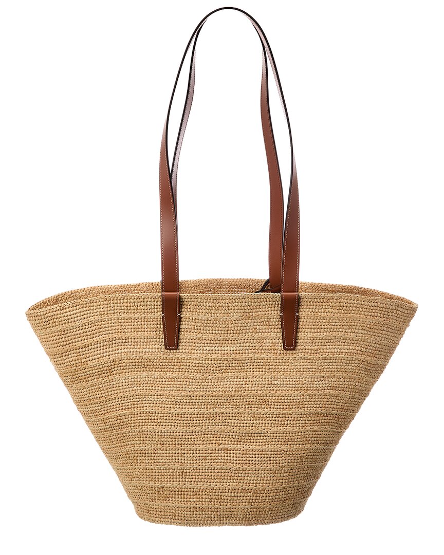 CELINE | Womens | Classic Panier Raffia & Leather Tote | Brown