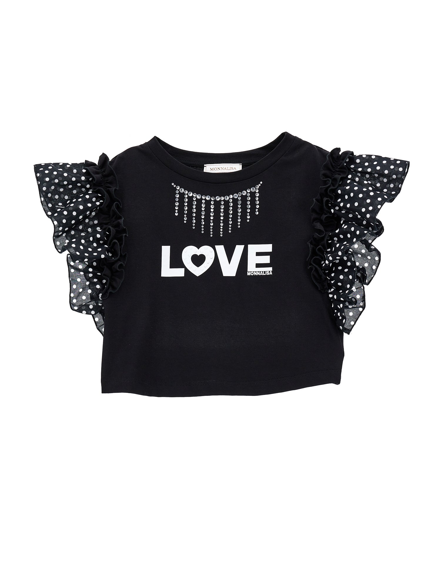 Girls | Rhinestone Jersey Top | Black