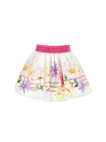 Girls | Floral Poplin Skirt | White/Multicolor