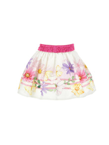 Girls | Floral Poplin Skirt | White/Multicolor