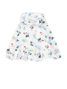 Girls | Star Print Windproof Jacket | White/Sky Blue