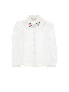 Girls | Embroidered Cotton Shirt | Cream