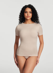 Short Sleeve Crew Neck Top | Oat Milk
