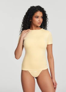 Short Sleeve Crew Neck Top | Lemon Meringue