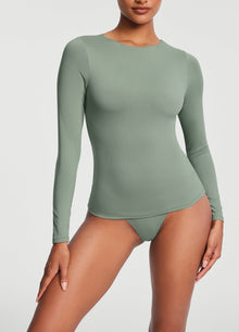 Crew Neck Long Sleeve Top | Sage Green