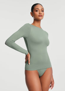Crew Neck Long Sleeve Top | Sage Green
