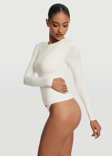 Quarter Zip Long Sleeve Top | White