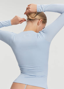 Crew Neck Long Sleeve Top | Sky Blue