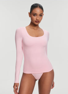 Scoop Neck Long Sleeve Top | Ballet Pink