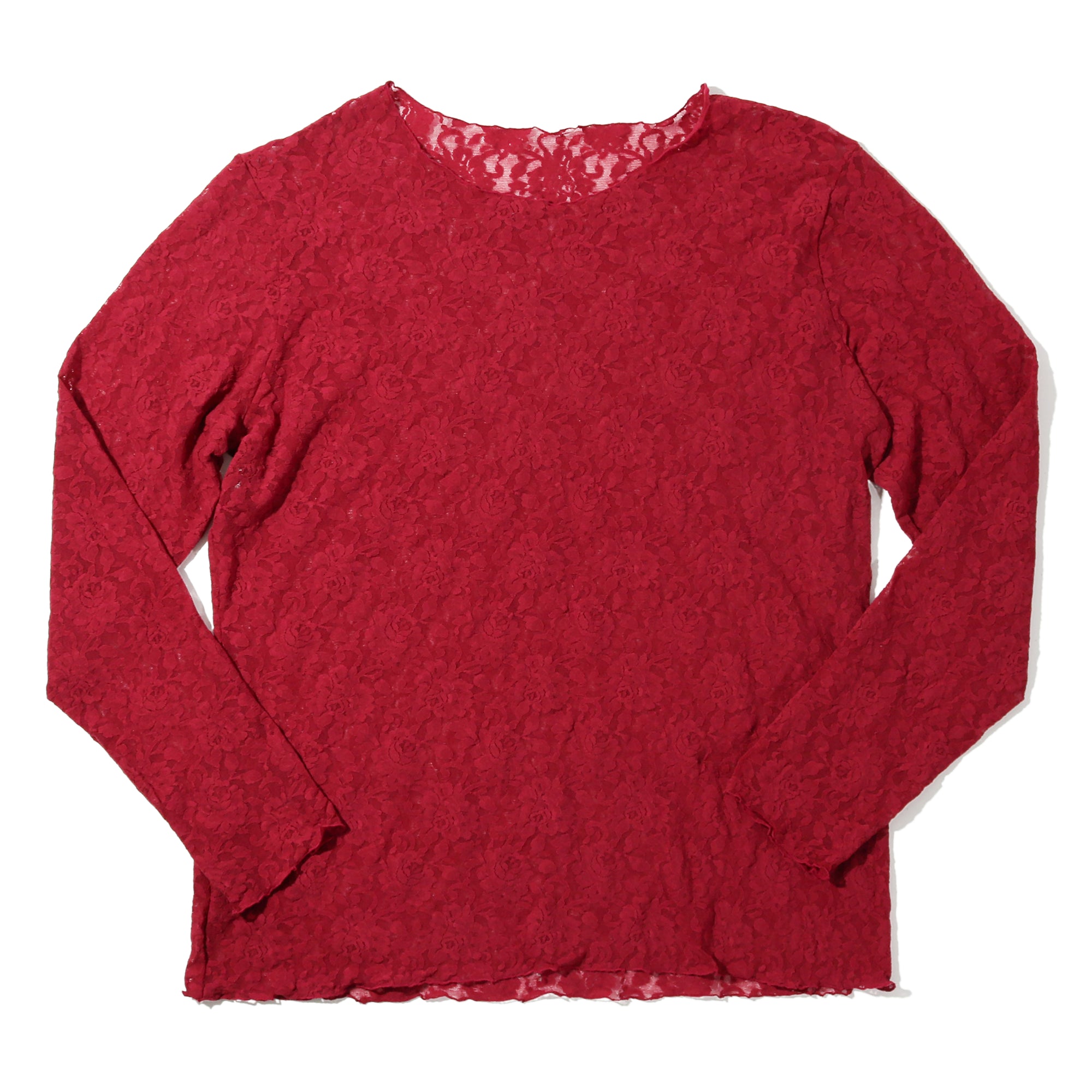 Plus Size Signature Lace Long Sleeve Top | Wild Berries (Red)