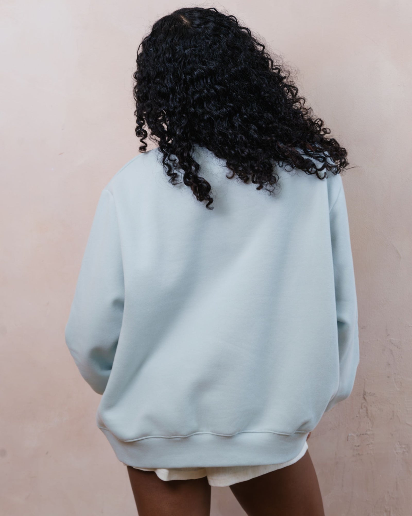 Bridal Varsity Mockneck | Pale Blue/White