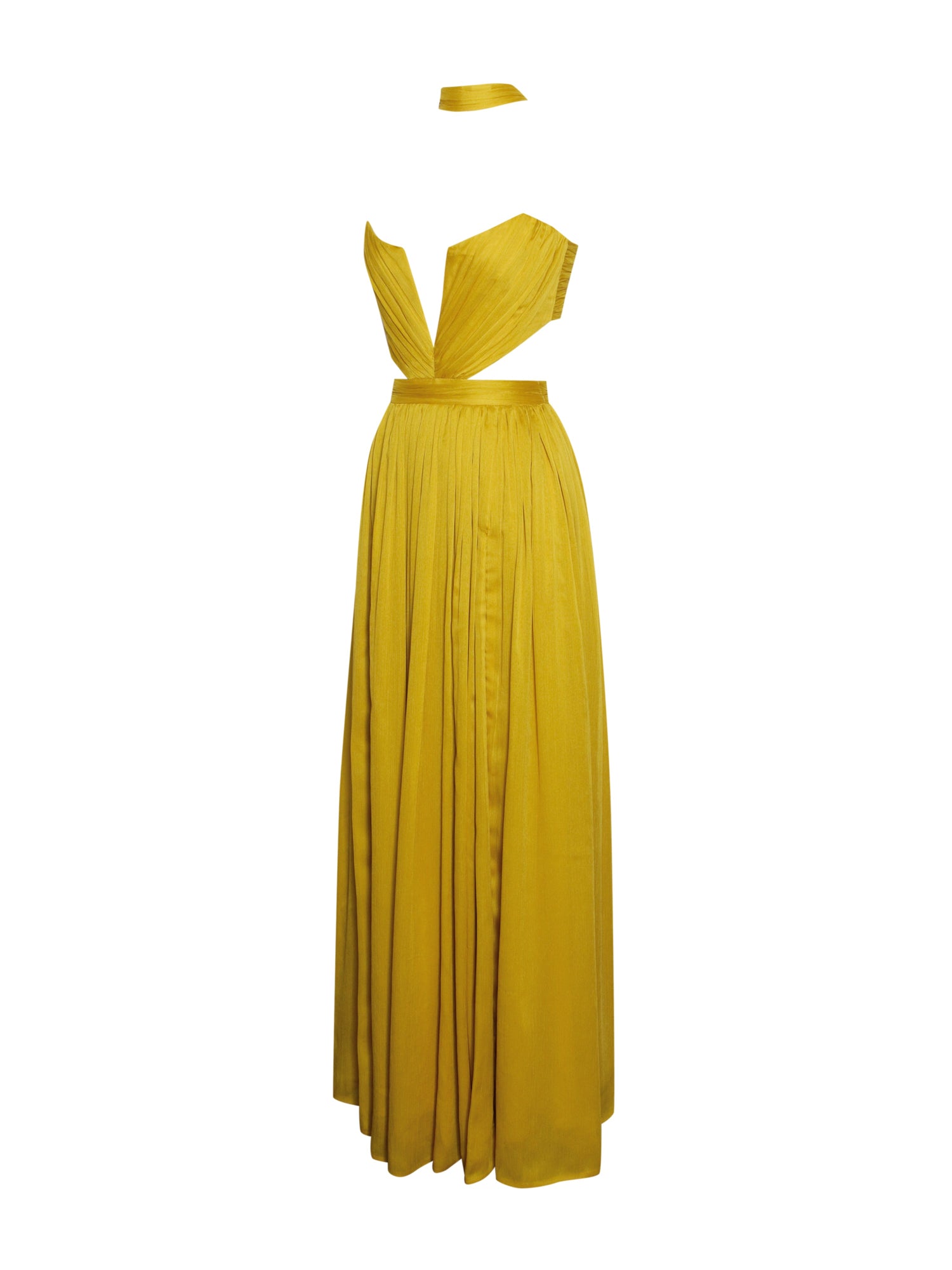 Xella Pleated Chiffon Maxi Dress | Yellow