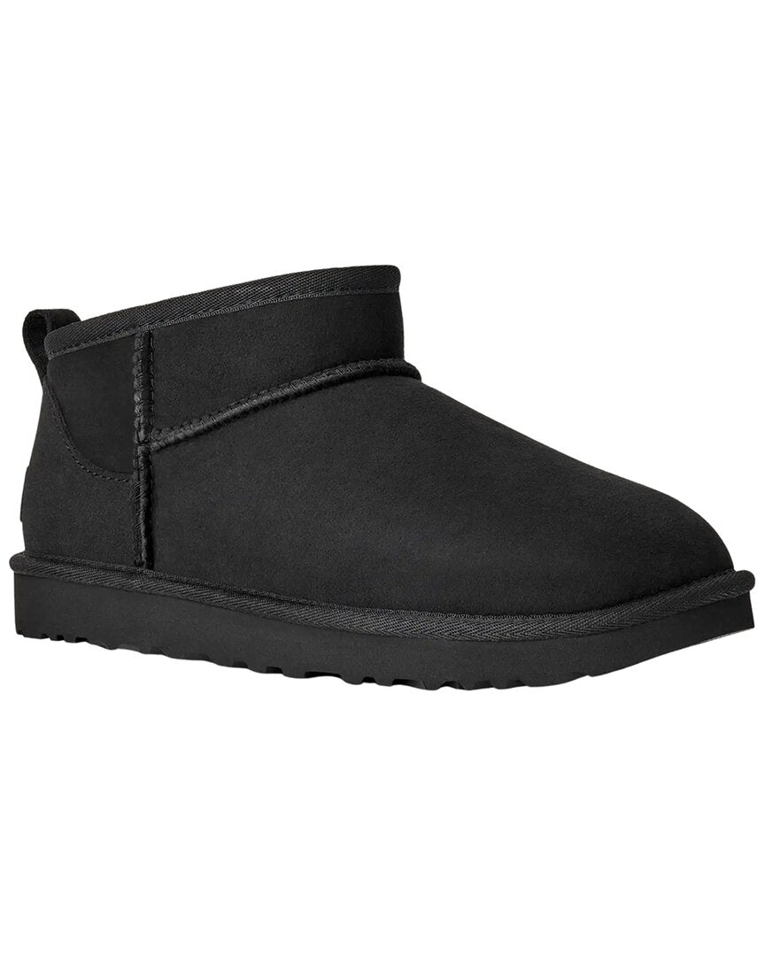 UGG | Womens | Classic Ultra Mini Suede & Shearling Boot | Black