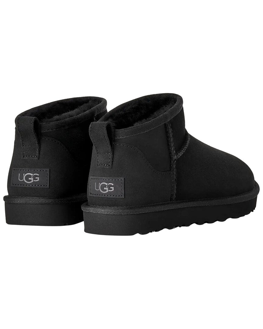 UGG | Womens | Classic Ultra Mini Suede & Shearling Boot | Black