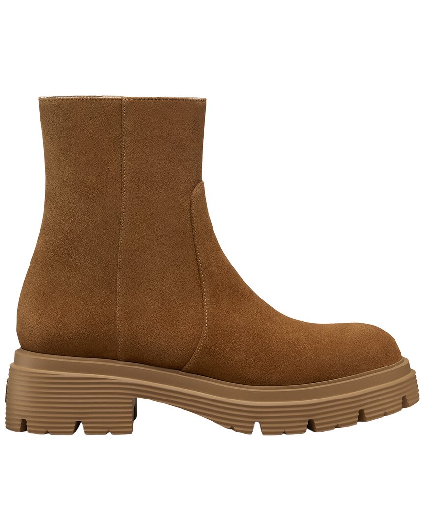 Stuart Weitzman | Womens | Hudson Lite Zip Suede Bootie | Brown