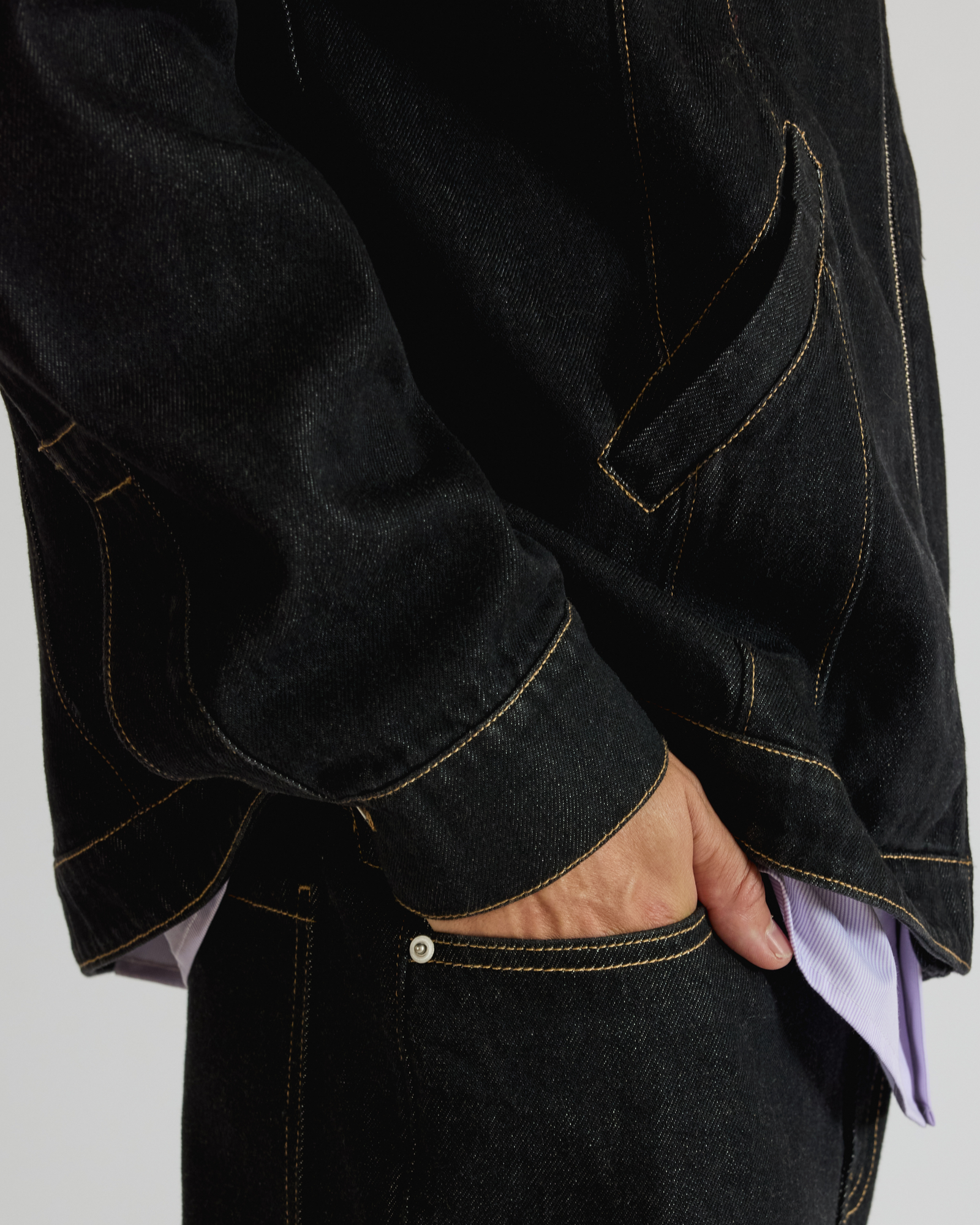 Denim Combo Jacket | Black
