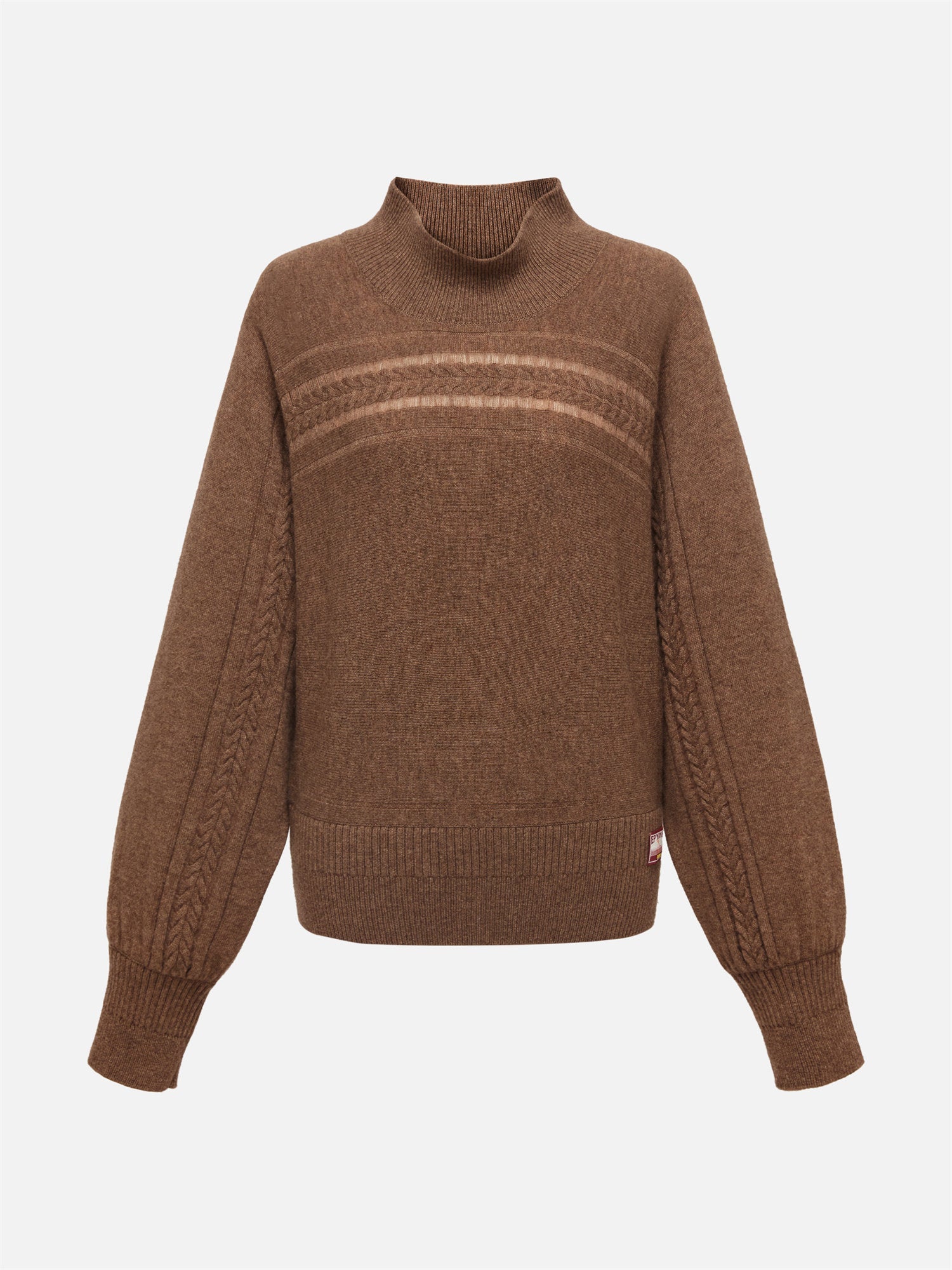 Half-High Neck Knitted Batwing Sweater | Camel