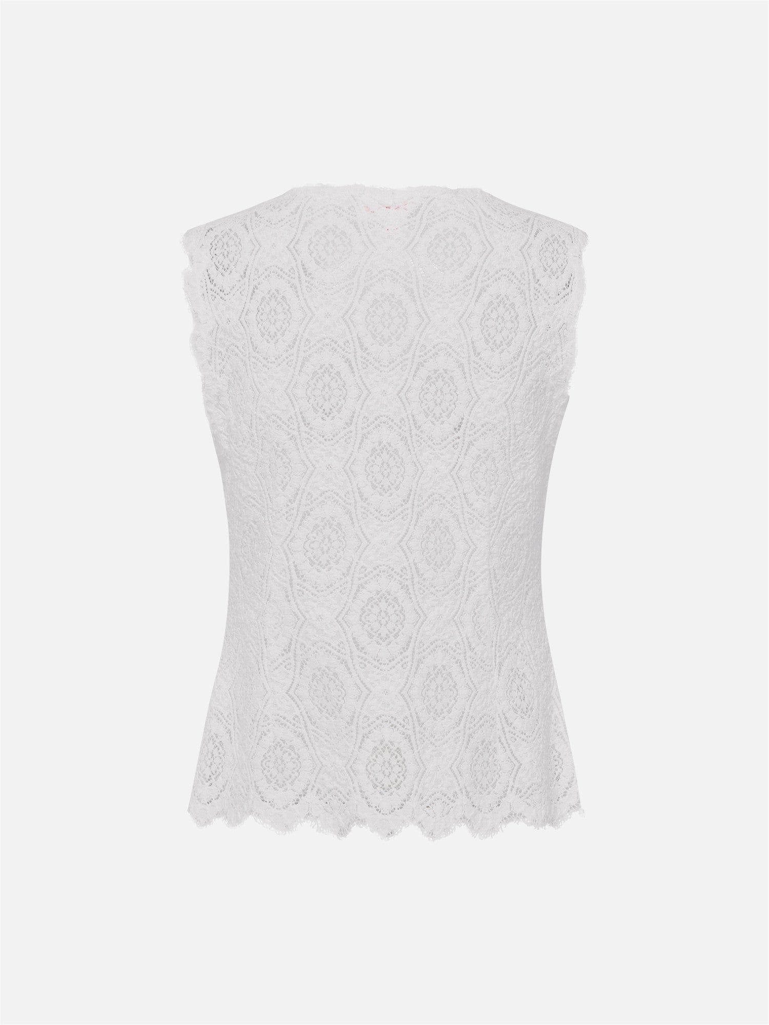 Straight-Cut Lace Vest | White