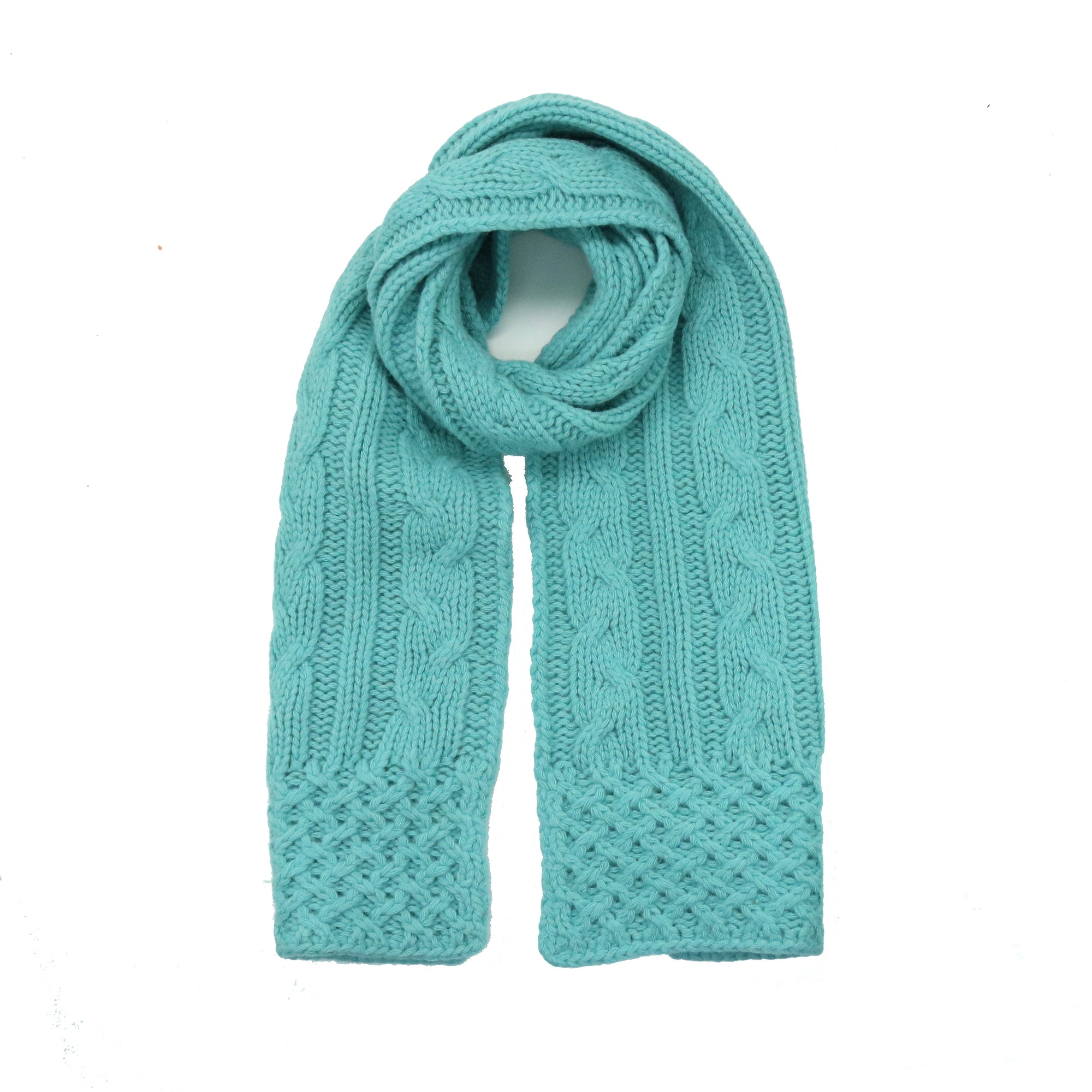 Womens | Chunky Scarf In Cable Design | Blue Atoll