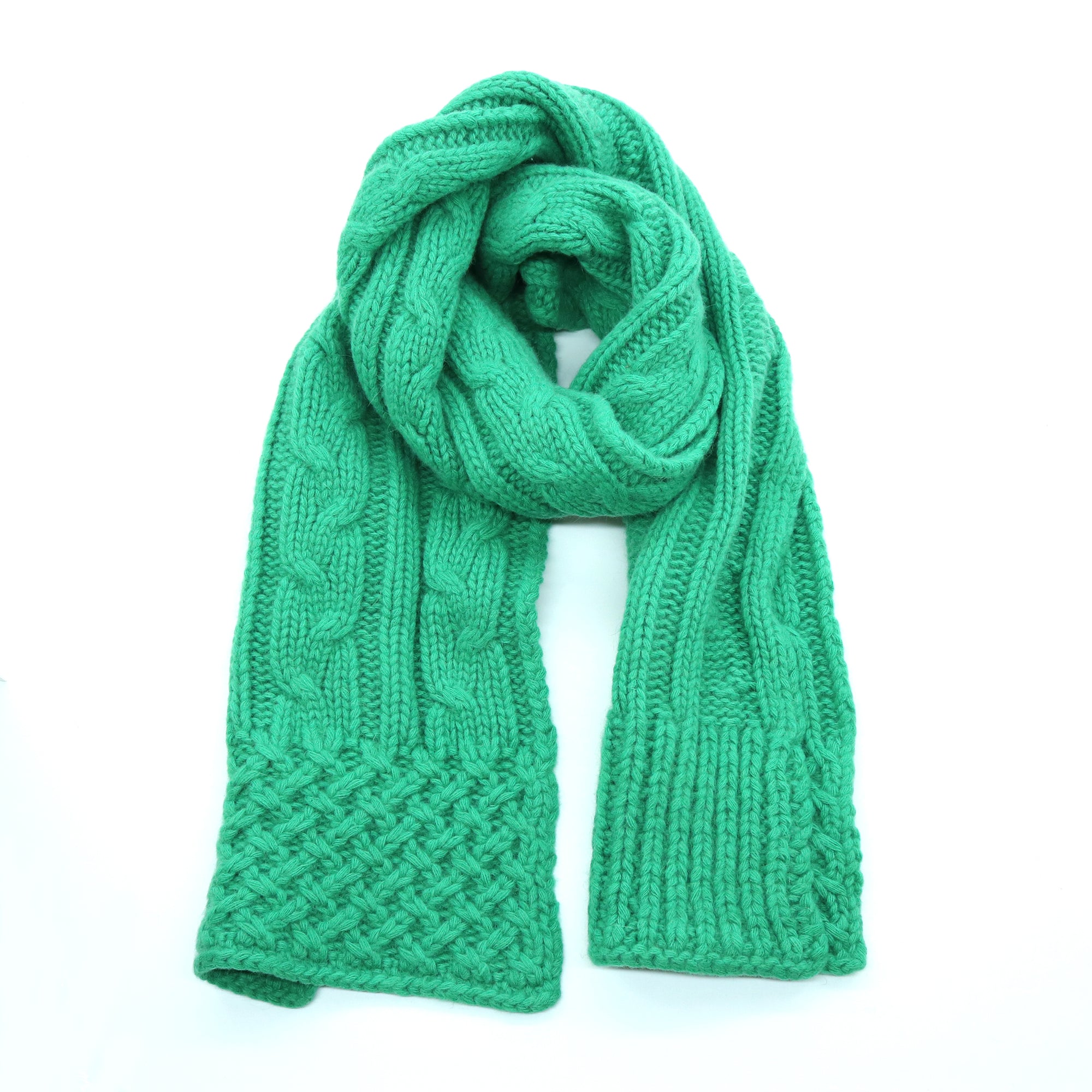 Womens | Chunky Scarf In Cable Design | Grass