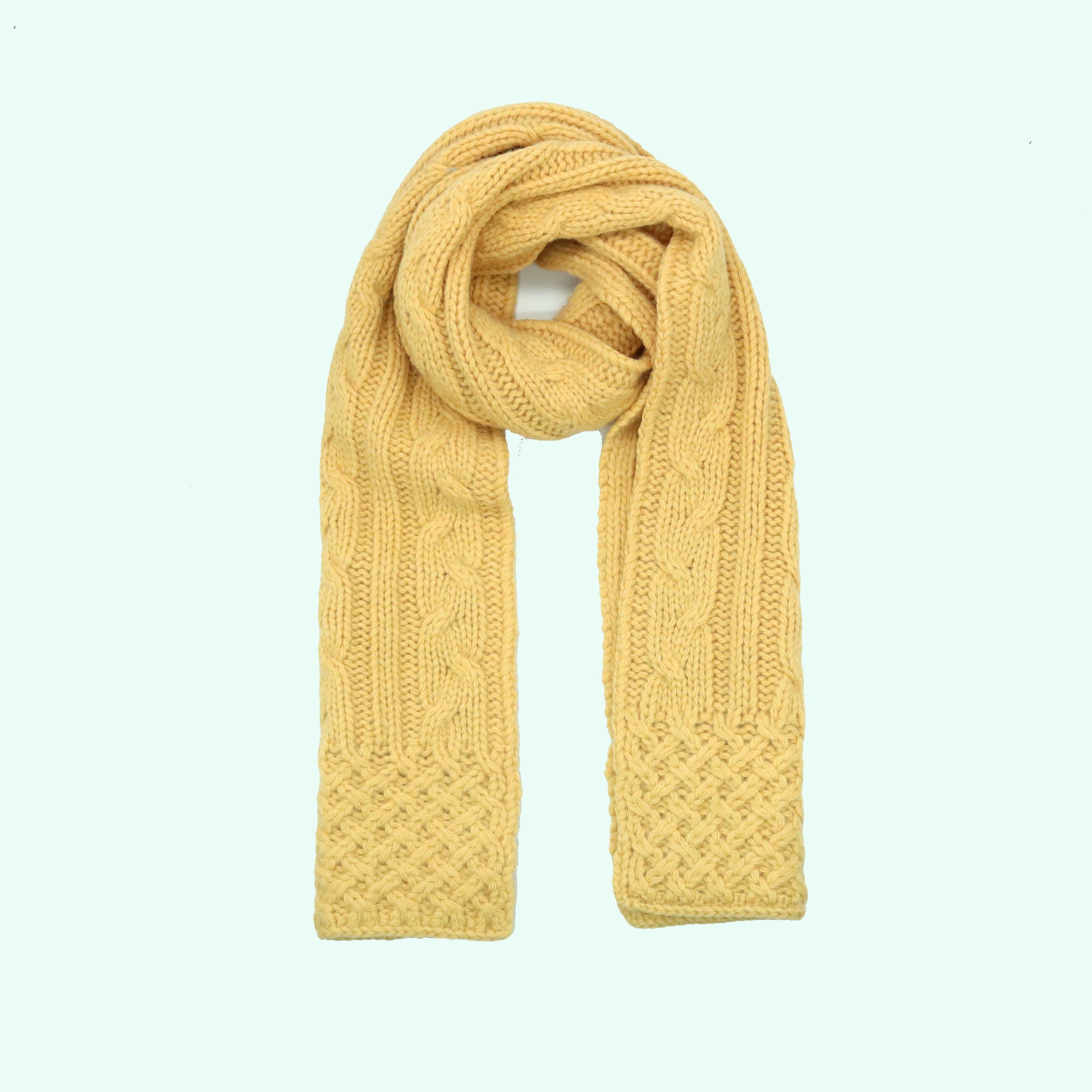 Womens | Chunky Scarf In Cable Design | Honey Mustard