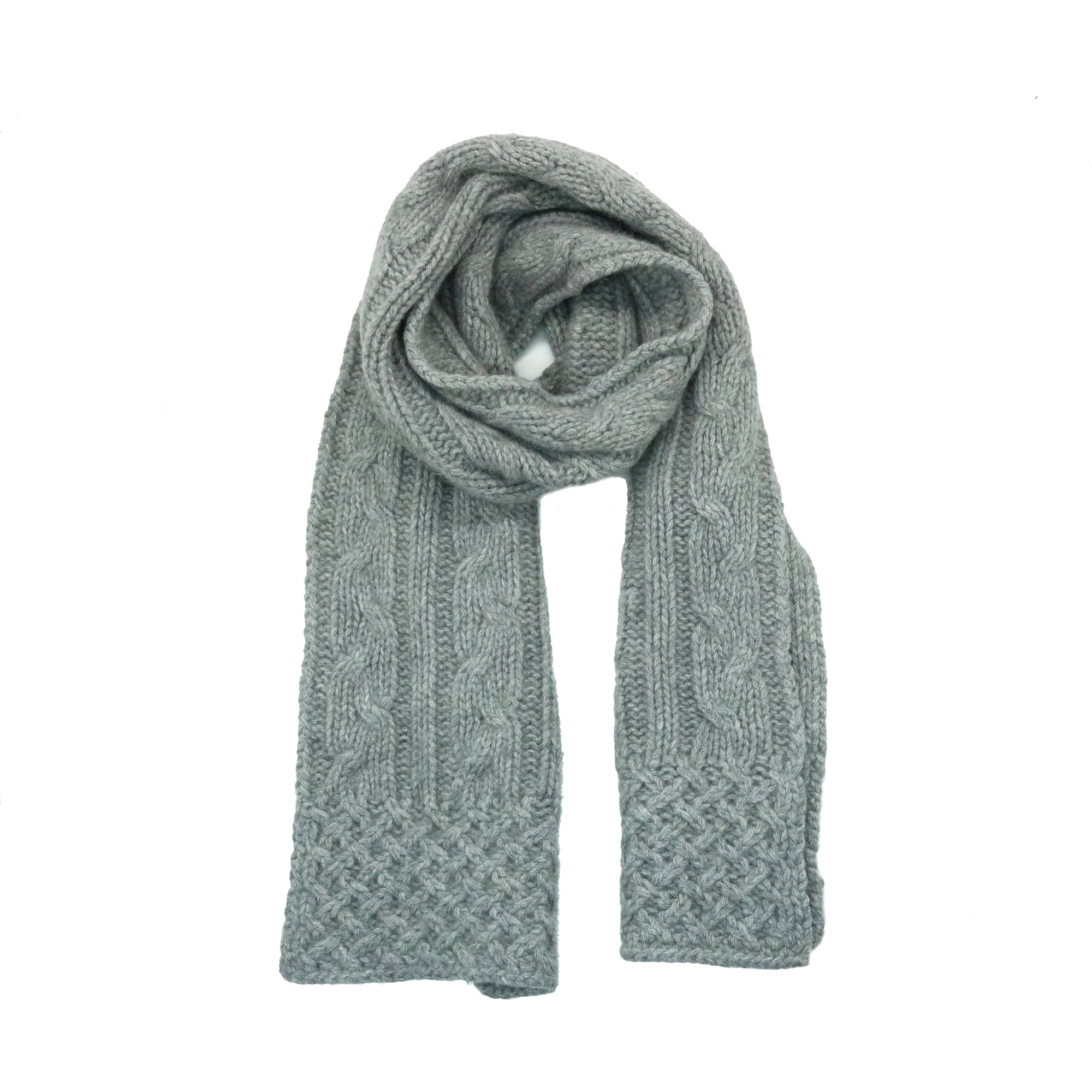 Womens | Chunky Scarf In Cable Design | Light Grey