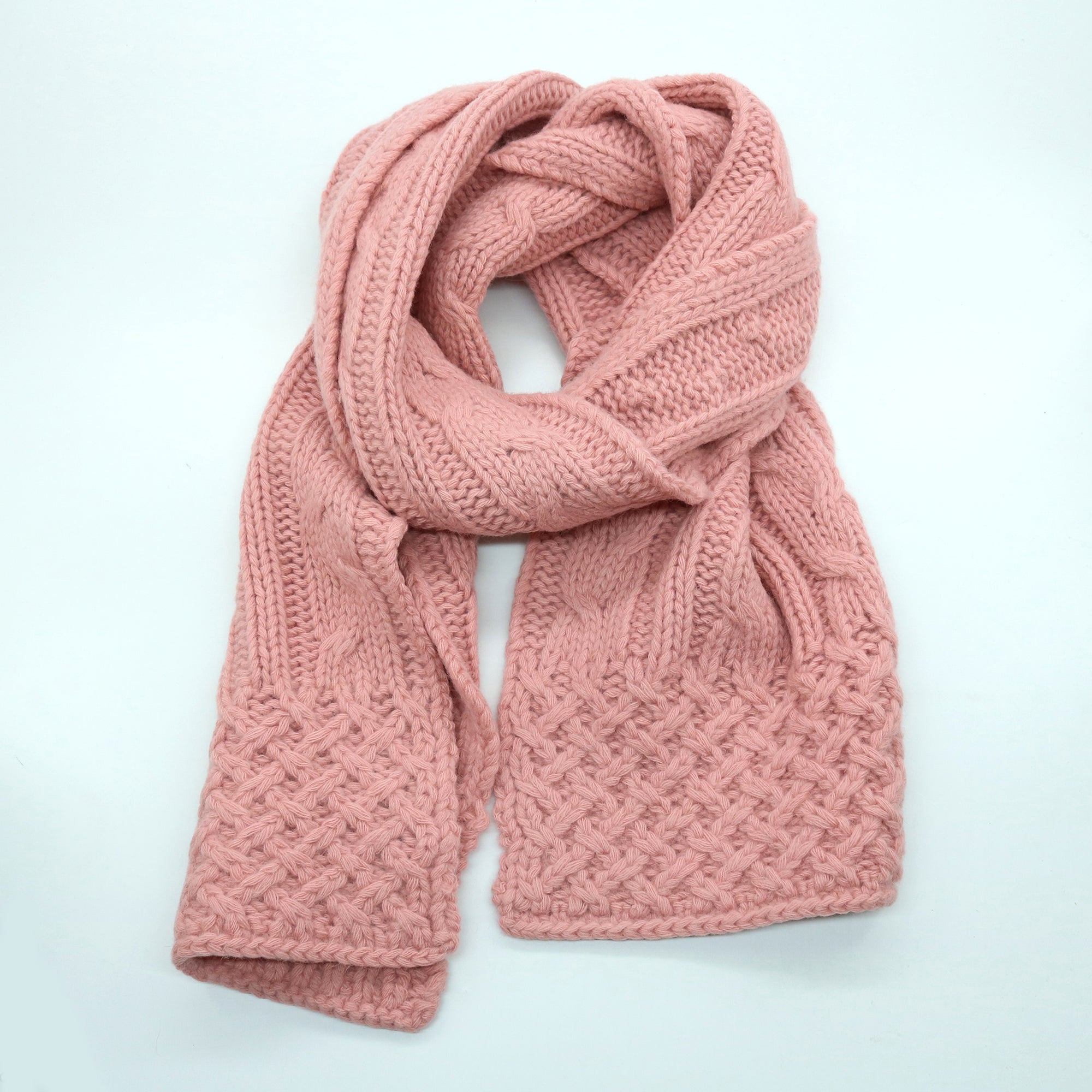 Womens | Chunky Scarf In Cable Design | Mauve Glow