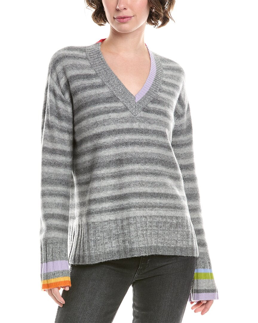 InCashmere | Womens | Striped Wool & Cashmere -Blend Sweater | Grey