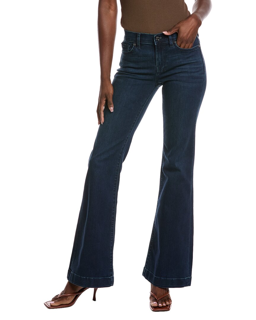 7 For All Mankind | Womens | Dojo Blue Black Santiago Kick Flare Jean | Blue