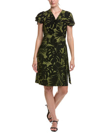 Anne Klein | Womens | Flutter Sleeve Classic Wrap Dress | Green