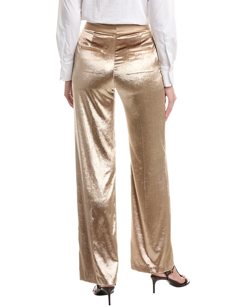 Peserico | Womens | Long Pile Velvet Silk-Trim Pant | Brown