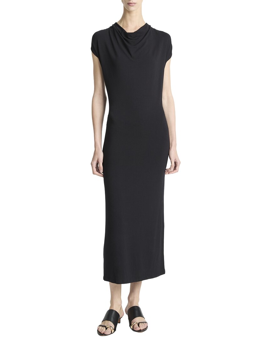 Vince | Womens | Cap Sleeve Draped Cowl Neck Dress | Black