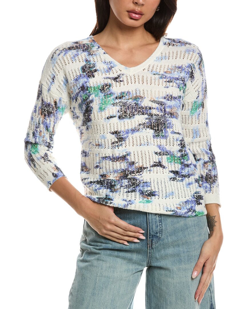 NIC+ZOE | Womens | Water Lilies Pointelle Sweater | Blue