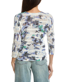 NIC+ZOE | Womens | Water Lilies Pointelle Sweater | Blue