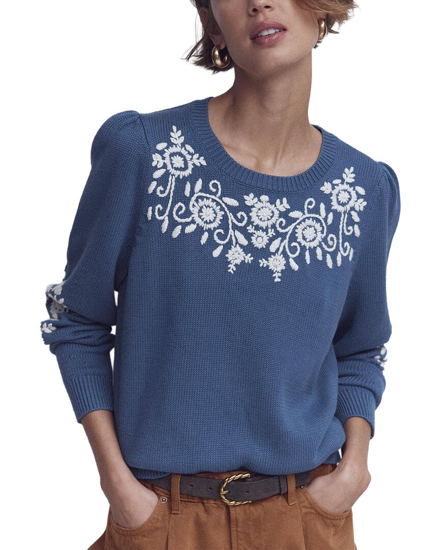 Boden | Womens | Davina Puff Sleeve Wool-Blend Jumper | Blue