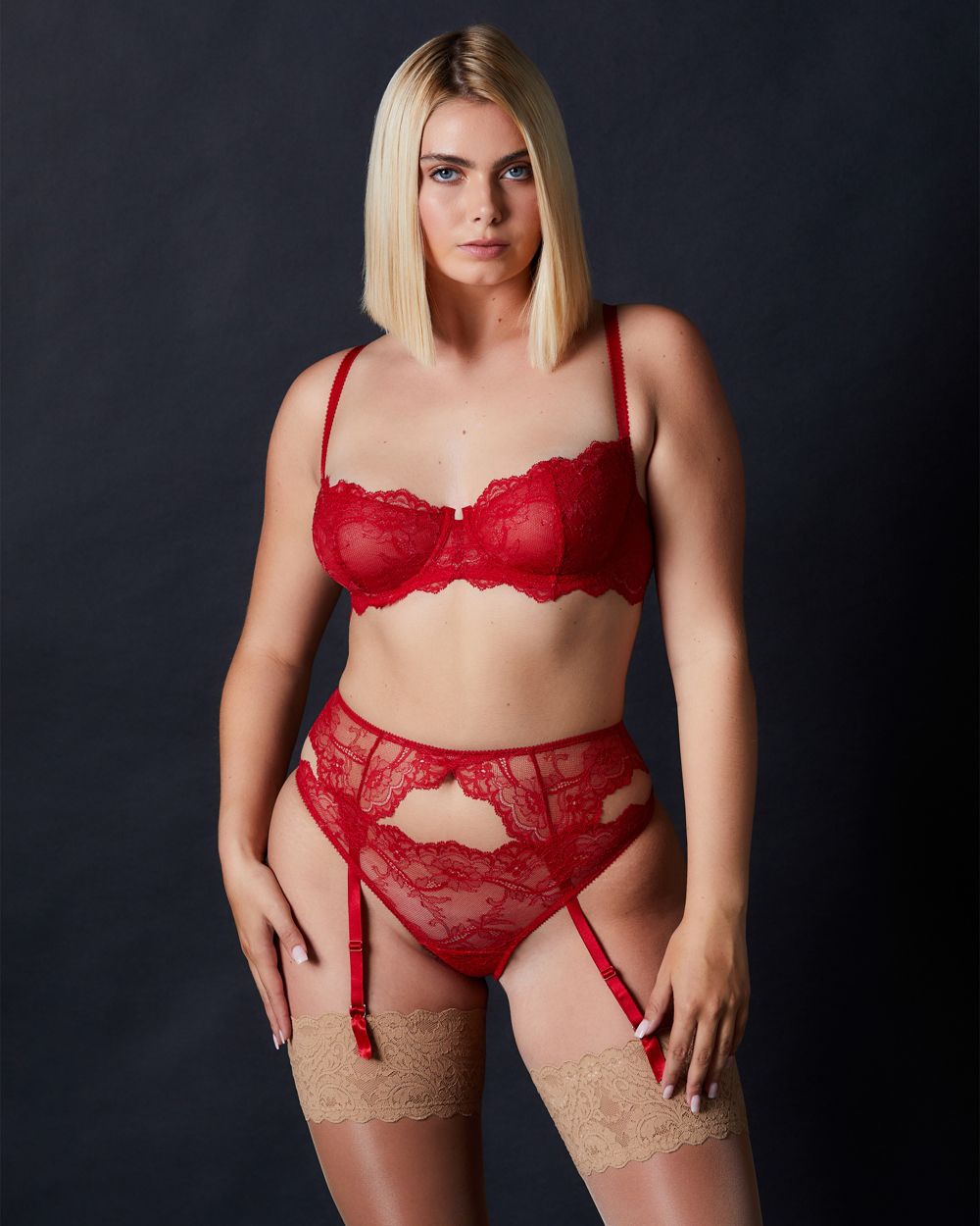 Women | Anais Suspender Belt | Scarlet